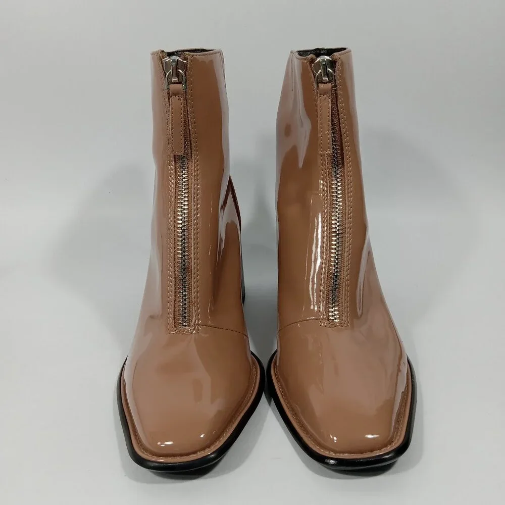 OPEN EDIT 'Chloe' Front Zip Carmel Color Tan Beige Boots Womens Size 7.5M - Picture 5 of 15